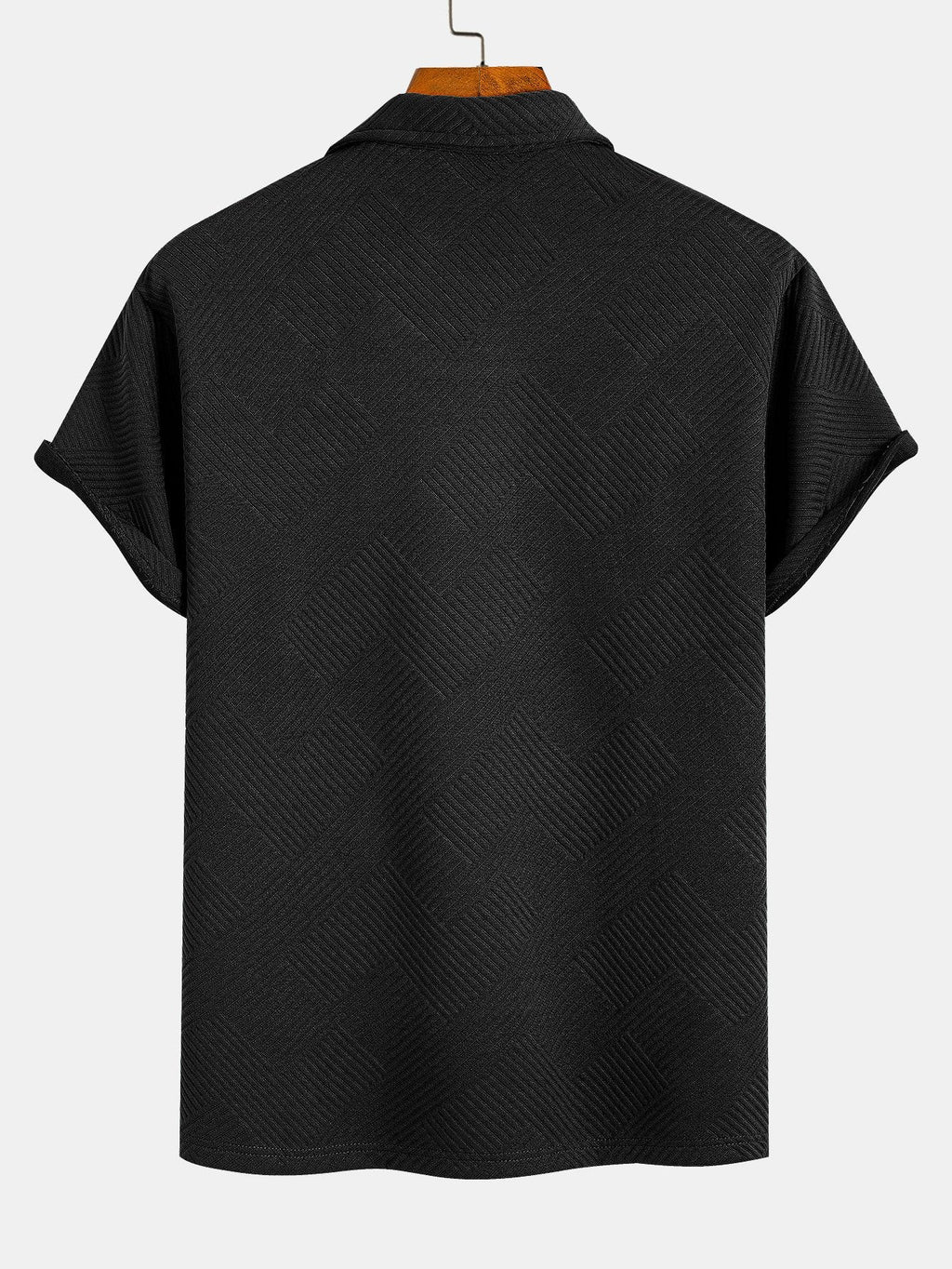 Polo con cremallera, espalda en jacquard a rayas, negro