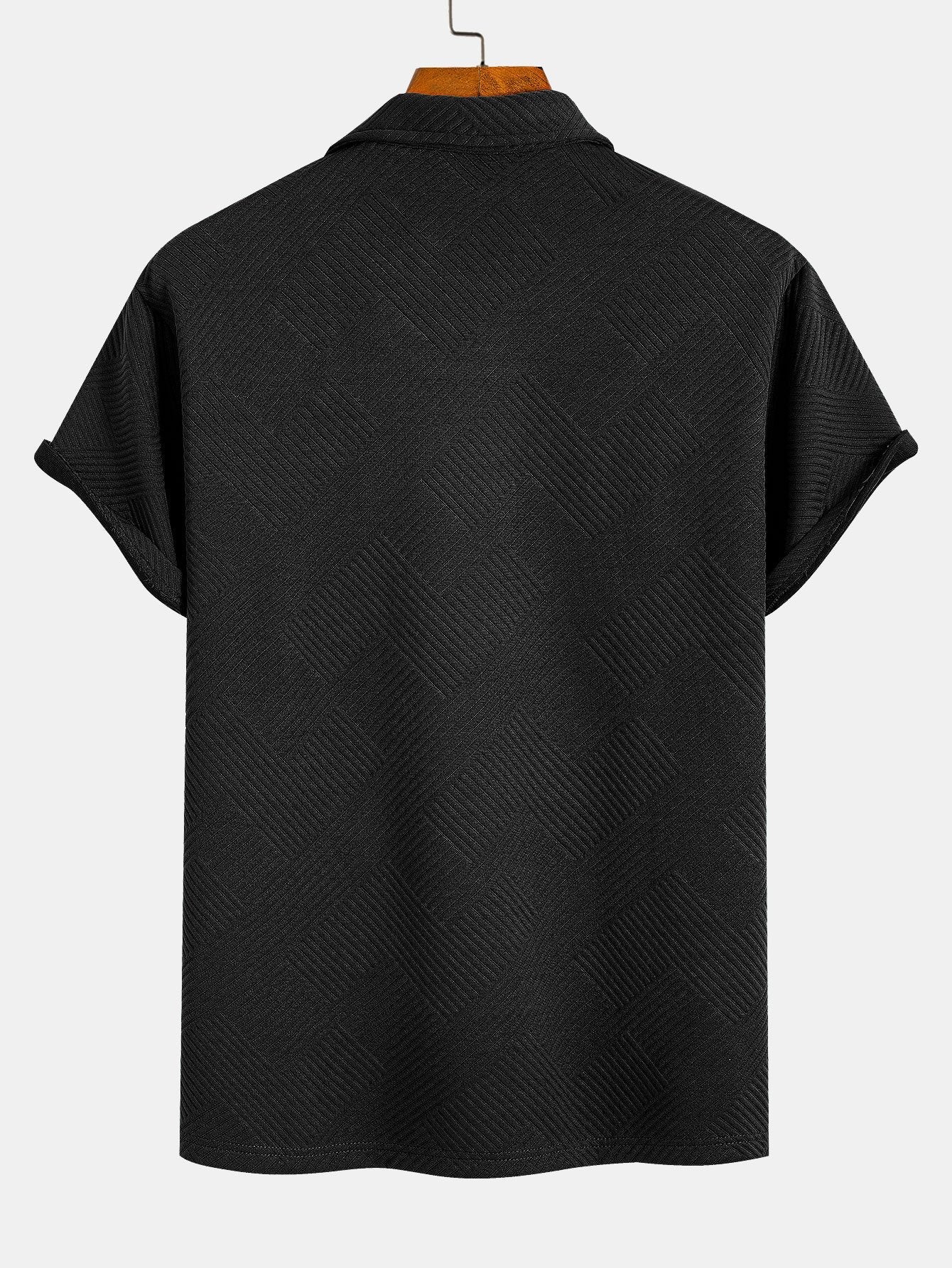 Polo con cremallera, espalda en jacquard a rayas, negro