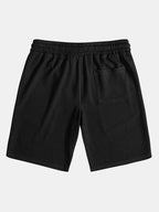 Pantalón corto negro con bolsillos y cintura elástica con cordón