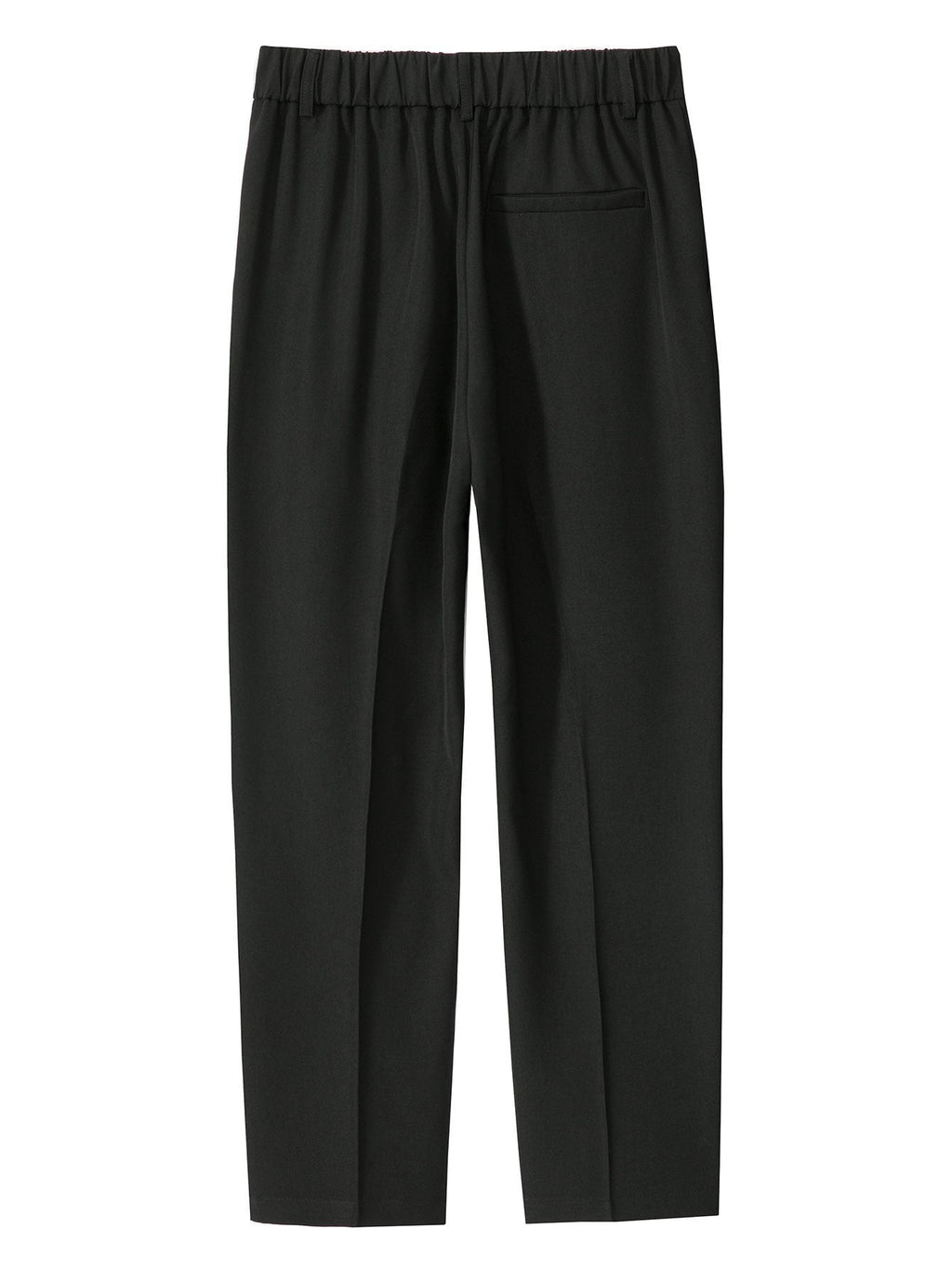 Pantalón recto relax negro con cintura elástica y bolsillos laterales