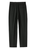 Pantalón recto relax negro con cintura elástica y bolsillos laterales