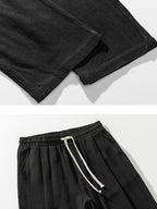 Pantalón harem de lino y algodón negro, vista de tela y dobladillo