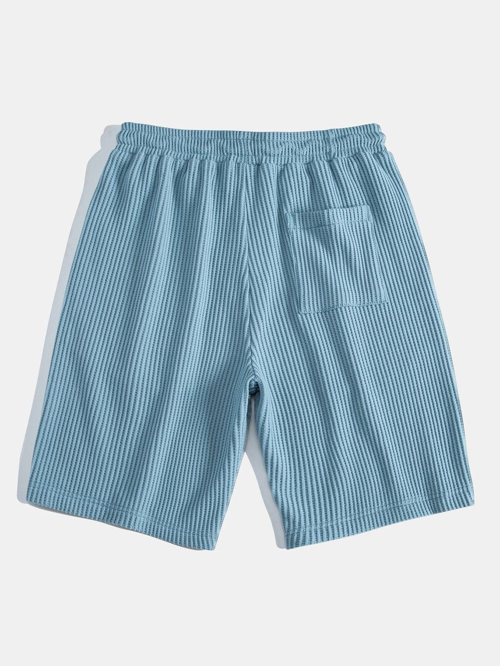 Pantalones cortos de punto a rayas con cordón, color azul claro