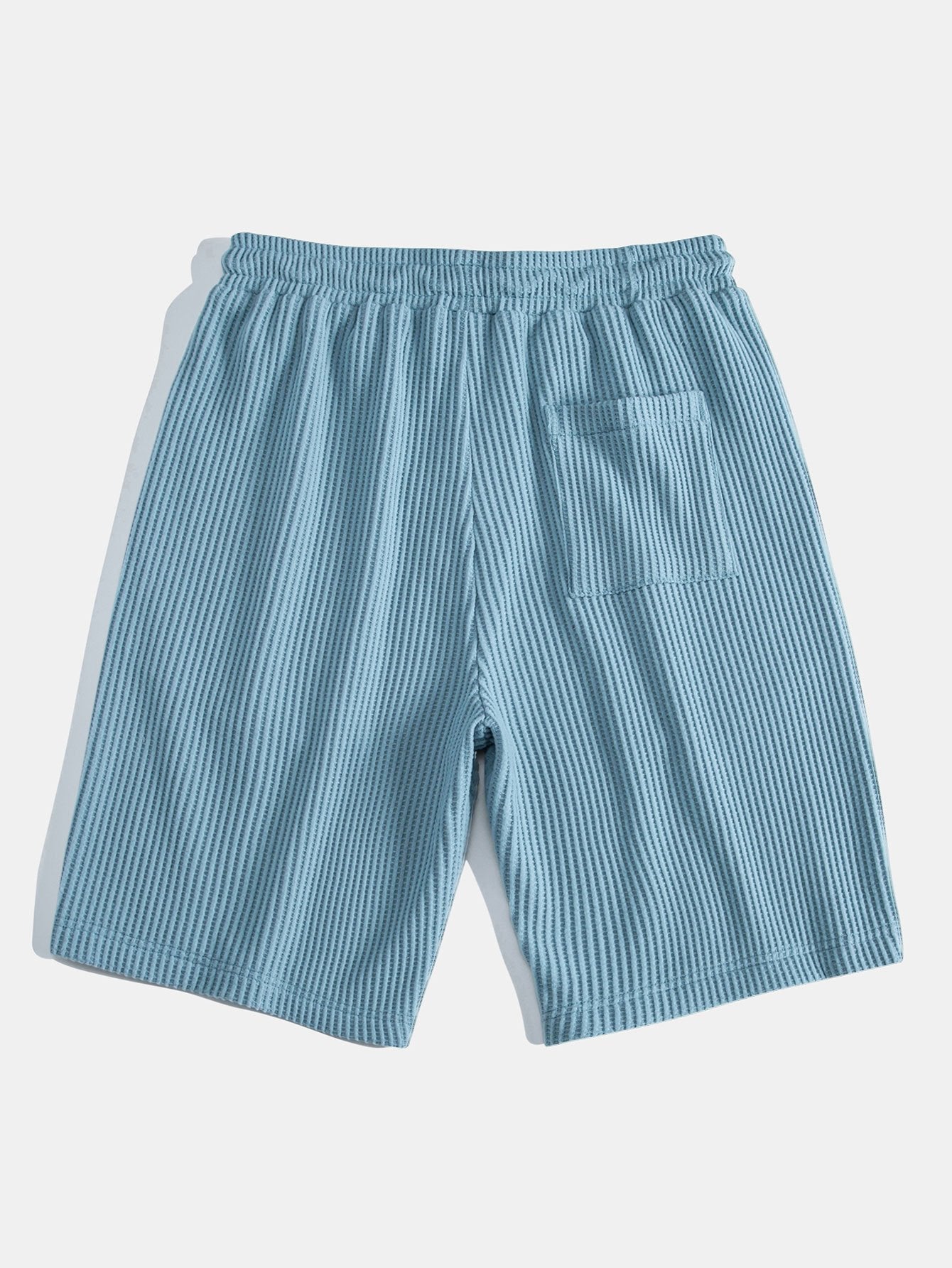 Pantalones cortos de punto a rayas con cordón, color azul claro