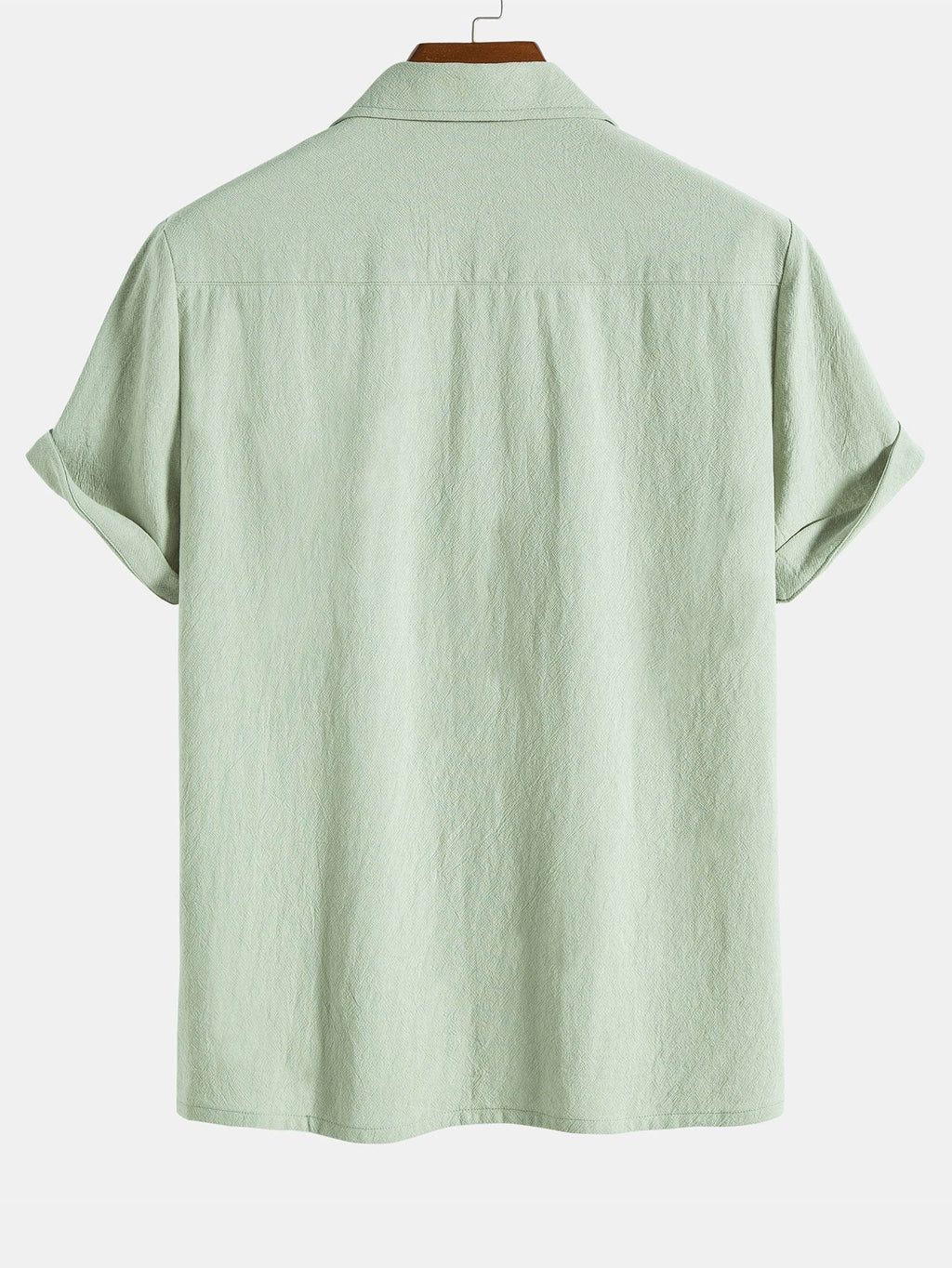 Camisa de algodón texturizado verde claro, vista trasera