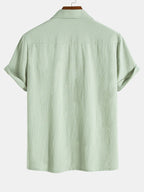Camisa de algodón texturizado verde claro, vista trasera