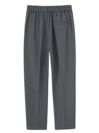 Pantalón recto relax gris con cintura elástica y caída recta