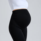 Leggings de embarazo negros con cintura alta elástica y panel para el vientre