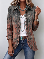 Flavia | Chaqueta Vintage Degradada Texturizada con Volantes