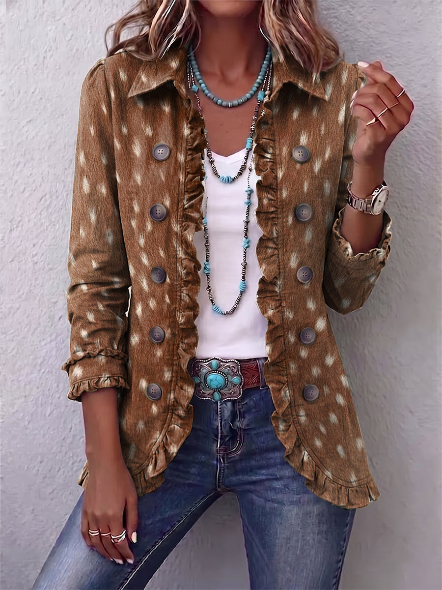 Ilenia | Chaqueta Bohemia Estampado Animal Print con Volantes