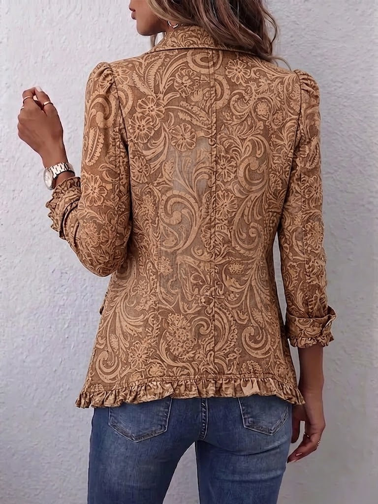 Alessandra | Chaqueta Boho-Chic con Bordado Floral y Volantes
