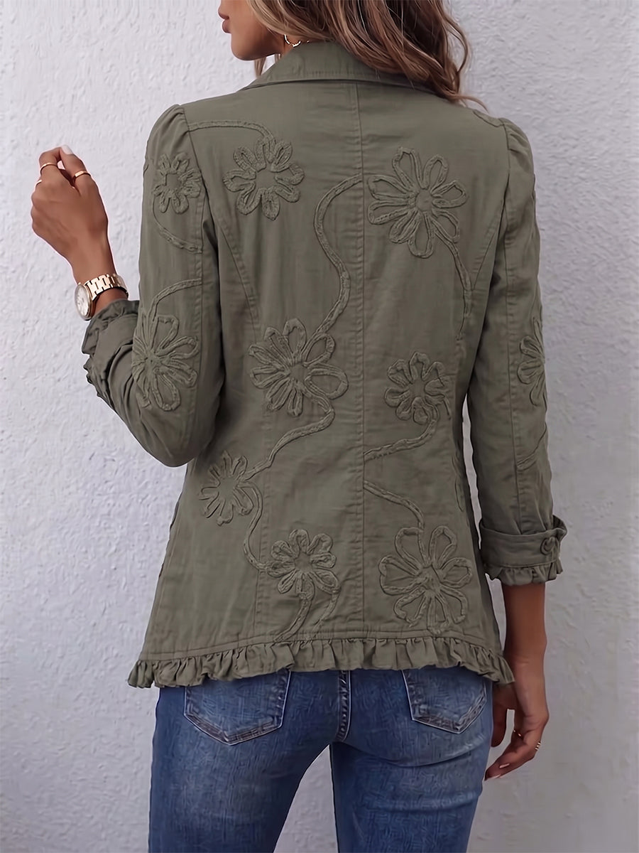 Alessandra | Chaqueta Boho-Chic con Bordado Floral y Volantes