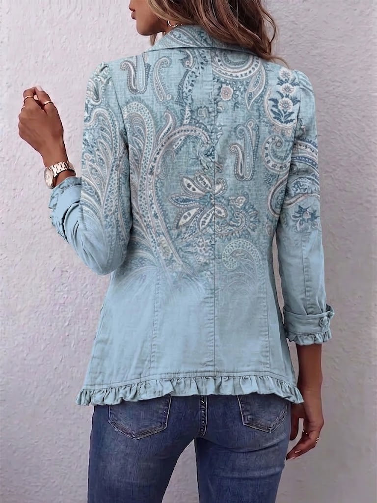 Alessandra | Chaqueta Boho-Chic con Bordado Floral y Volantes