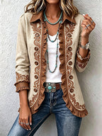 Ottavia | Chaqueta Bohemia Floral Vintage con Volantes