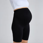 Shorts de maternidad negros con cintura alta elástica y acabado liso